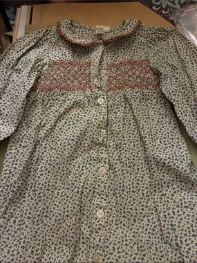 Little Cotton Clothes-Cowslip Floral Pattern Button-Front Top with Smocked front
